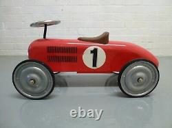 Gorgeous Vintage Red metal traditional toy sit on ride on classic racing car