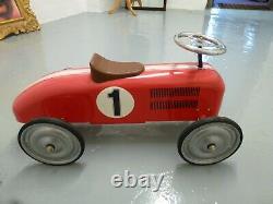 Gorgeous Vintage Red metal traditional toy sit on ride on classic racing car
