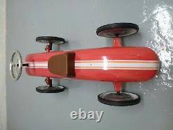 Gorgeous Vintage Red metal traditional toy sit on ride on classic racing car