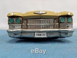 Great Old Tin Friction Toy Car Huge 17 Gold Cadillac Bandai Japan 1961 Rare