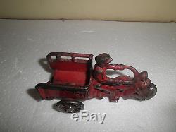 Great old original cast iron Motorcycle Crash Car by Hubley c. 1920's