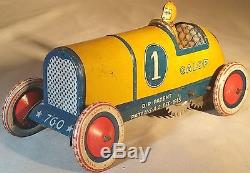 Grewar Lehmann Tin Clockwork Galop Race Car / Racer German Windup Toy