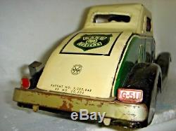 HIGH GRADE MARX GANG BUSTERS TIN WIND UP ANTIQUE TOY CAR Complete Works Sparks