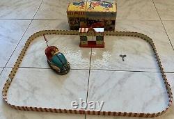 HOCH & BECKMANN BUMPER CAR Tin Litho Toy Autoscooter Track Wind-Up Anni 50