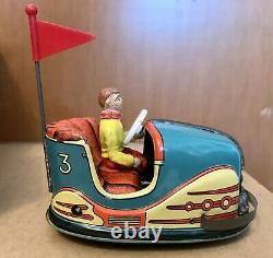 HOCH & BECKMANN BUMPER CAR Tin Litho Toy Autoscooter Track Wind-Up Anni 50