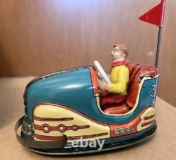 HOCH & BECKMANN BUMPER CAR Tin Litho Toy Autoscooter Track Wind-Up Anni 50