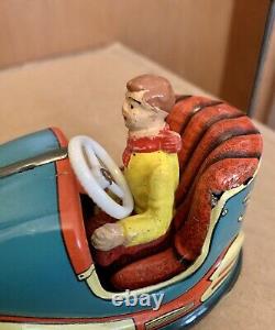 HOCH & BECKMANN BUMPER CAR Tin Litho Toy Autoscooter Track Wind-Up Anni 50