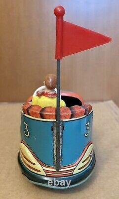 HOCH & BECKMANN BUMPER CAR Tin Litho Toy Autoscooter Track Wind-Up Anni 50