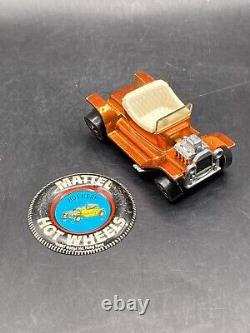 HOT WHEELS Redline Hot Heap Orange w Original Button Vintage Toy Car VTG