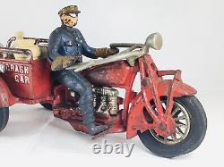 HUBLEY INDIAN Cast Iron Crash Car Motorcycle with Original Sales Literature