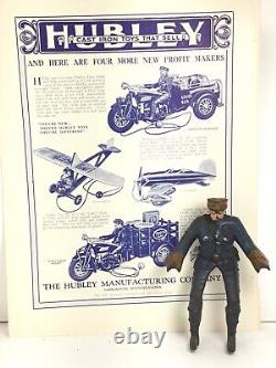 HUBLEY INDIAN Cast Iron Crash Car Motorcycle with Original Sales Literature