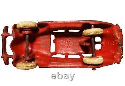 HUBLEY ZEPHYR VINT 1930'S RD/SLVR ENML PNTD CAST IRON TOY CAR WithWHT RUBBER TIRES