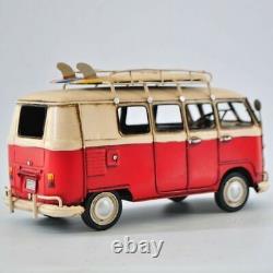 Handmade Metal Bus Model Vintage Decoration 1966 Decorative Mini Bus Figurine NR