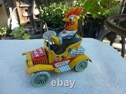 Happy Chick 1957 Vtg Tin Litho, Friction Car Yonezawa, Japan Works Good