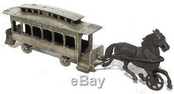 Harris cast iron train street car nickel plated 1895 antique