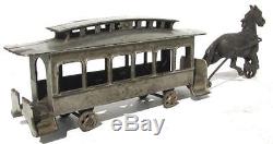 Harris cast iron train street car nickel plated 1895 antique