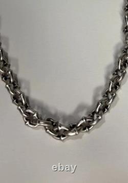 Heavy Sterling Silver Designer Cable Link Chain with Spikes & Extension