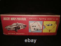 Highway Patrol Tinplate Table Toy Car With Box 1960 Vintage Battery Operated