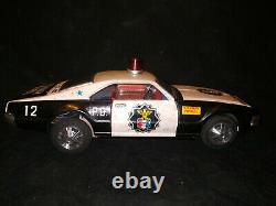 Highway Patrol Tinplate Table Toy Car With Box 1960 Vintage Battery Operated