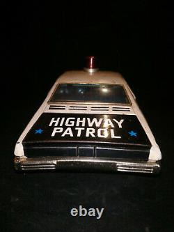 Highway Patrol Tinplate Table Toy Car With Box 1960 Vintage Battery Operated