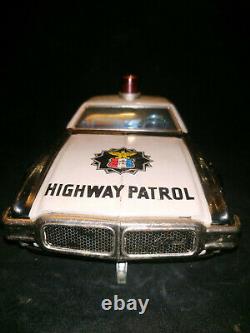 Highway Patrol Tinplate Table Toy Car With Box 1960 Vintage Battery Operated