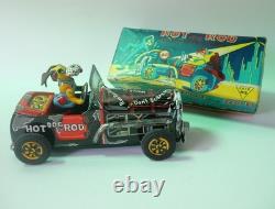 Hot Dog Rod Japan Friction Tin Toy Car Masuo Fine Toys Original Box c. 1960s