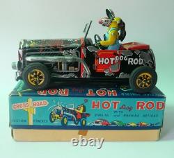 Hot Dog Rod Japan Friction Tin Toy Car Masuo Fine Toys Original Box c. 1960s