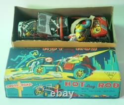 Hot Dog Rod Japan Friction Tin Toy Car Masuo Fine Toys Original Box c. 1960s
