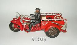 Hubley 1920s Cast Iron Police Indian Crash Car 4 Cylinder Motorcycle DAKOTApaul