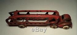 Hubley Cast Iron Red Car Auto / Carrier Transport Arcade