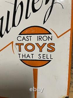 Hubley Vintage Cast Iron Toys Porcelain Sign Train Car Manufacturer Gas & Oil