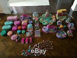 Huge 128 pc Vintage Polly Pocket Bluebird Toys Lot Houses Compacts Cars Figures
