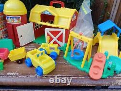 Huge Vintage Little People Lot Fisher Price Toys Farm Boats Cars Bus Playground