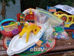 Huge Vintage Little People Lot Fisher Price Toys Farm Boats Cars Bus Playground