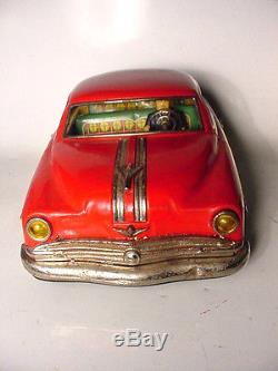 ICHIKO Japan Tin Friction 1953 Pontiac FAT CAR With DRIVER 14 Works perfect