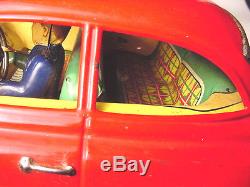 ICHIKO Japan Tin Friction 1953 Pontiac FAT CAR With DRIVER 14 Works perfect