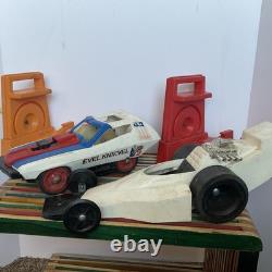 Ideal 1974 Evil Kenevil Formula 1 Dragster Car + Stunt Crash Car +Launchers