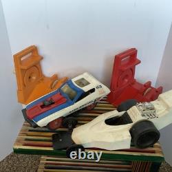 Ideal 1974 Evil Kenevil Formula 1 Dragster Car + Stunt Crash Car +Launchers