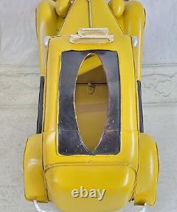 Iron Retro Vintage Metal Car Model Classic Metal Craft Yellow Taxi Model Decor