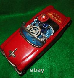 JAPANESE K. O. Co BUMP n GO FIRE CHIEF CAR, NICE SHAPE & COMPLETE, WORKS GREAT