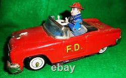 JAPANESE K. O. Co BUMP n GO FIRE CHIEF CAR, NICE SHAPE & COMPLETE, WORKS GREAT