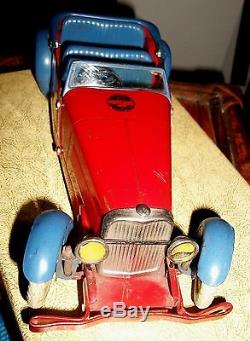 JAUNTY1930's MECCANO CONSTRUCTOR #1 SPORTS TOURER RACING CAR RED & BLUE CLEAN 8
