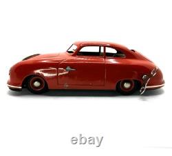 JNF Prototyp Porsche 356 Tin Wind-Up Car 21cm with Key 1950s Germany Red