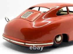 JNF Prototyp Porsche 356 Tin Wind-Up Car 21cm with Key 1950s Germany Red