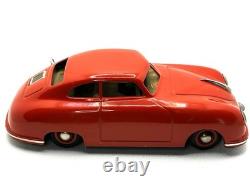 JNF Prototyp Porsche 356 Tin Wind-Up Car 21cm with Key 1950s Germany Red