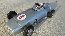 JNF tin toy race car 10 1954 Mercedes Benz W196 W. Germany 1950's wind up & key