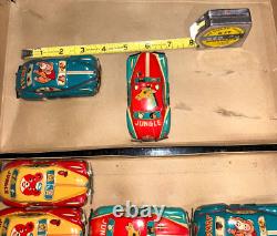 Japanese Tin Car Jungle Full Case Monkey, Giraffe, Bear with Original Box
