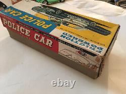 Japanese Tin Litho Friction 1960's Police Car in Box New NOS Large 12 Works