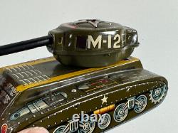 KO M-12 Army Tank war machine truck car JAPAN vtg tin toy