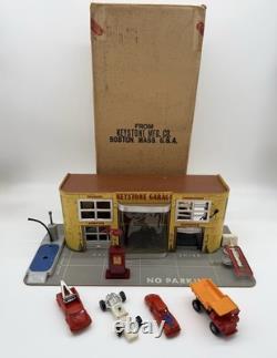 Keystone Vintage Tin Toy Garage Service Station with Gas Pump, Cars & Org Box